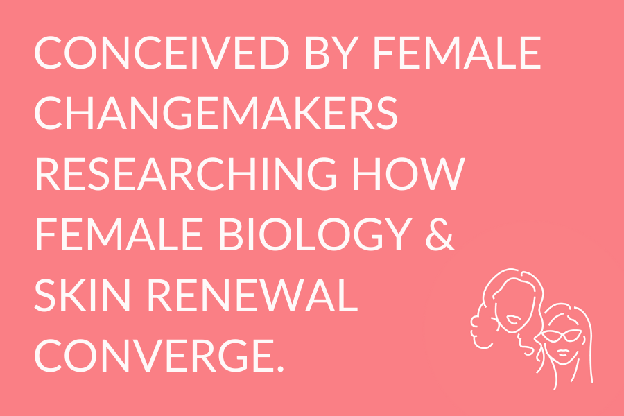 Conceived by female changemakers researching how female biology & skin renewal converge