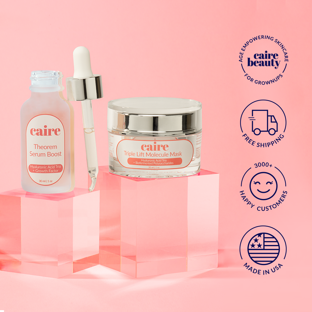 Caire is clean skincare for grownups with over 3000 customers in a year.  Caire offers free shipping on all orders and a love it or return it 30 day guarantee