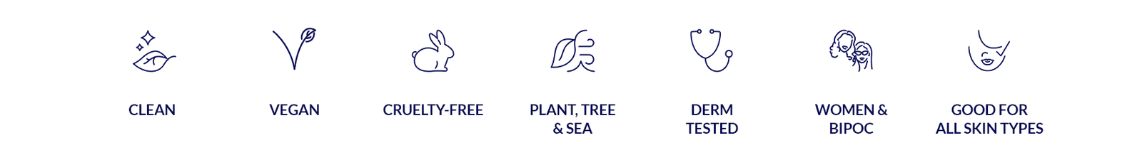 clean vegan cruelty-free plant, tree, sea derived, women and BIPOC, good for all skin types and tones